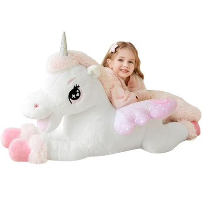 IKASA Giant Unicorn Stuffed Animal Plush Toy,Big Large Jumbo Soft Toys,43" Cute Huge Size Fluffy Plushy Fat Plushie,Gifts for Kids - style: Unicorn