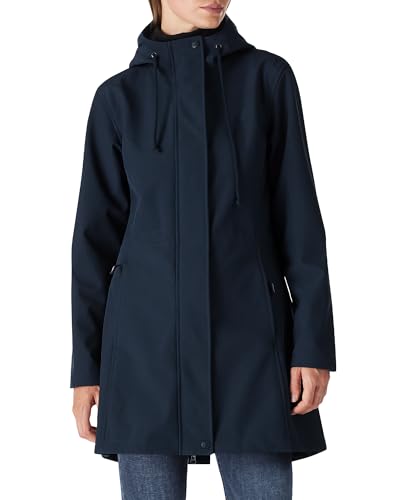 Outdoor Ventures Women's Lightweight Waterproof Fleece Lined Hooded Softshell Rain Jacket, Warm Windbreaker Long Coat - color: Dark Navy, size: X-Small