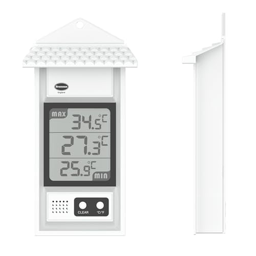 Digital Max Min Greenhouse Thermometer - Monitor Max and Min Temperatures in The Greenhouse Garden or Home for Indoor or Outdoor Use Easily Wall Mounted