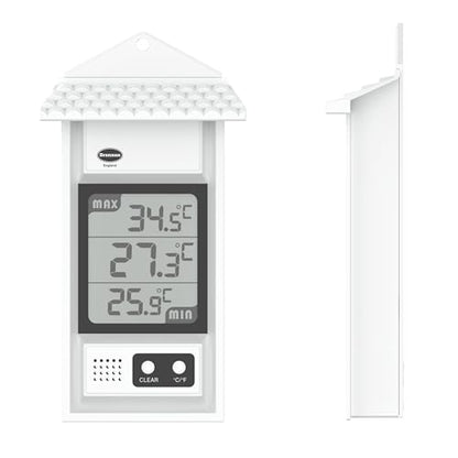 Digital Max Min Greenhouse Thermometer - Monitor Max and Min Temperatures in The Greenhouse Garden or Home for Indoor or Outdoor Use Easily Wall Mounted