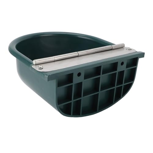 Livestock Water Bowl Trough Drinking Dispenser Farm Feeder Plastic with Iron Lid Float Ball Green for Cattle Sheep Horse