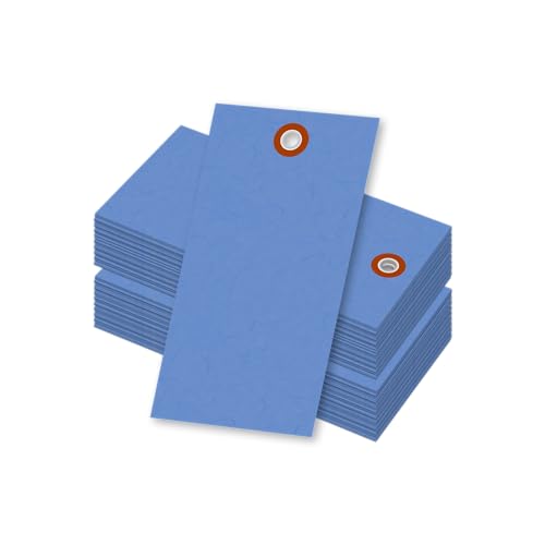 SmartSign (Pack of 100) 4.75 x 2.375 inch “Blue” Blank Tyvek Shipping Tags with Metal Eyelets, Size #5, 8 mil Thick Tyvek, Made in USA - color: Blue - No Attachment, size: 4 3/4" x 2 3/8" - 100 Tags