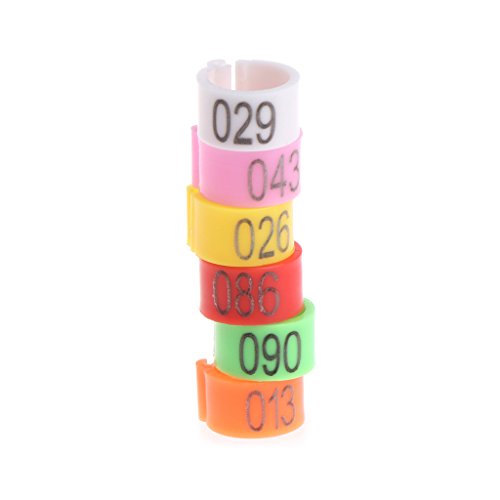 100-Pack 8mm Bird Leg Bands with Numbers Pigeons Foot Bands Clip Rings for Chicken for Quail Poultry