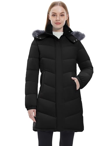 wantdo Women's Long Hooded Winter Coat Warm Quilted Puffer Jacket(Available in Plus Size) - color: Black, size: Medium