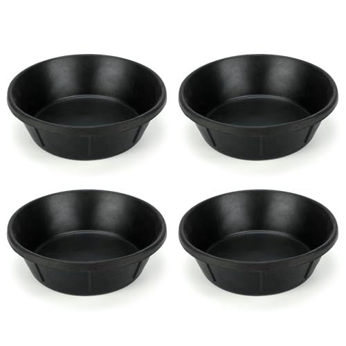 4Pcs Rubber Feed Pan, 8 Quart/ 2 Gallon Horse Feeder Bucket Livestock Feed Pan, Heavy Duty Rubber Dog Bowl Chicken Dust Bath Tub for Dogs Pig Goat Chicken Farm Small Animal,14.56 x 4.53 Inches - color: Black-8Quart, size: 4PCS