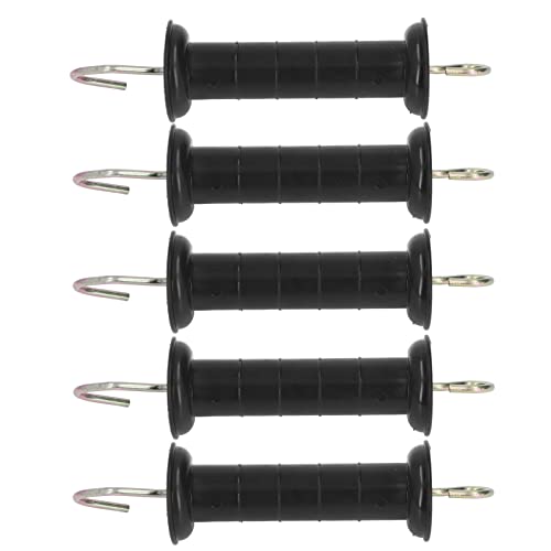 Electric Fence Handle 5Pcs Insulated Gate Grip Bar, electric fee handles Electric Fence Gate Handle, electric fee ga handles with Metal Hook, 9.65 x 2.17in Sturdy PP Spring Handle for Farm Pasture