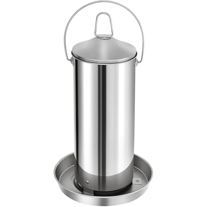 RYFT 8.8 lb Chicken Feeder, Stainless Gravity-Fed No Waste Poultry Feed, Weatherproof Construction with Handle for Chicken Coops, Duck Farms, and Goose Farms - size: 8.8lbs