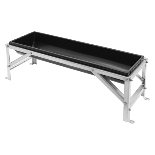 39.4" Long Feeding Trough, 9.3 Gal Livestock Trough Galvanized Sheet Feeder Trough for Horse Goat Sheep Cattle Cow Alpaca (Black) - color: Black
