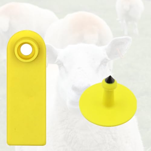 Blank Cattle Ear Tags for Farms/Pastures, Waterproof Livestock Plastic Cattle Identification Ring, Sheep Ear Tag Kit 1-100 Number Plastic Livestock Lug Tag(Yellow,Sheep) - color: Yellow, size: Sheep