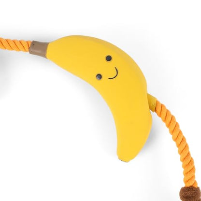 Fuzzl Tugga Bananas Dog Toy 75cm - Rope Latex and Plush Dog and Puppy Throw Fetch and Tug with Squeaker - style: Rope Bananas