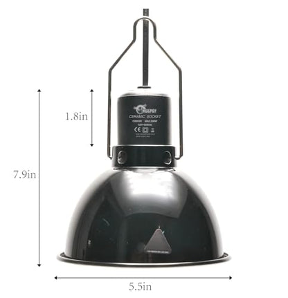 Reptile Light Fixture 5.5 Inch Deep Dome Lampshade, Reptile Heat Lamp Fixture with Separate Switches Fit for UVB Bulb Basking Heat Bulb for Reptile Glass Terrariums - size: 5.5