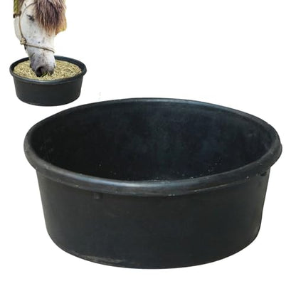 Livestock Feed Pan, 4L Rubber Horse Feed Bucket, Animal Feeds Bowl, Water Trough Dust Bath Container, Livestock Feeding Basin for Outdoor Farm Ranch Small Animal Dog Chicken Duck Goat