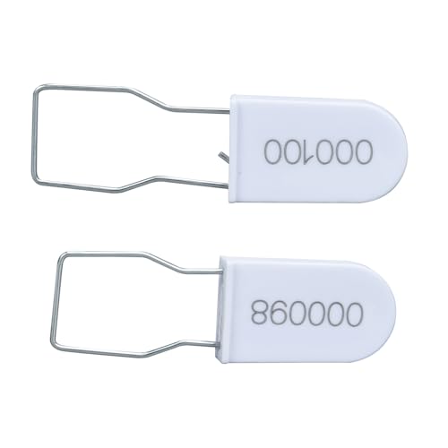 Plastic Padlock Security Seals with Metal Wire Numbered Anti Tamper Tag (500, White)