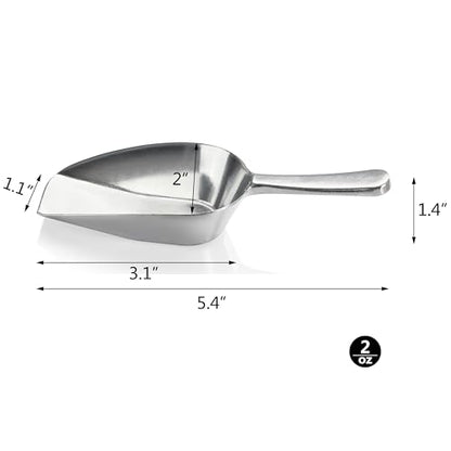 New Star Foodservice One-Piece Cast Aluminum Flat Bottom Bar Ice Flour Utility Scoop, 2-Ounce, Silver - size: 2-Ounce