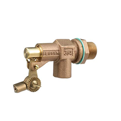 Watts 750 Series 3/4" Bronze Heavy Duty Float Valve, Female NPT Threaded Inlet, Machined Flange, Serrated Arms, Replaceable Seals, Locknut & Gasket for Bulkhead Mount, Max Working Temperature 180° F