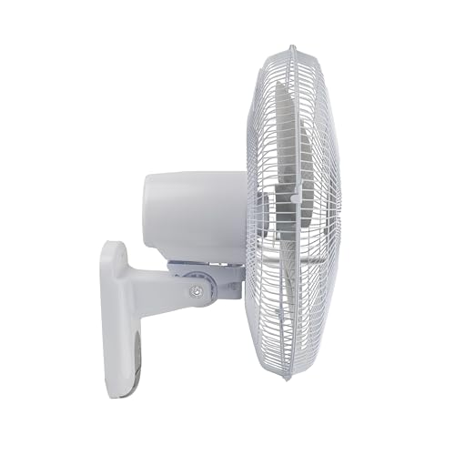 Comfort Zone 16-Inch Fan with Remote Control – Quiet 3-Speed Oscillating Indoor Fan with 90° Wide-Angle Airflow, Timer & Sleep Modes – Space-Saving Wall Fan for Bedroom, Home Gym & Office, White - style: 16" with Remote