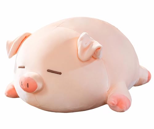 Pig Stuffed Animal Plush Pillow - 15.7'' Kawaii Soft Pig Hugging Pillow, Adorable Cuddle Plush Toy, for Kids, Girlfriend, or Adults, Perfect for Christmas and Birthdays (Squint, 15.7in) - color: Squint