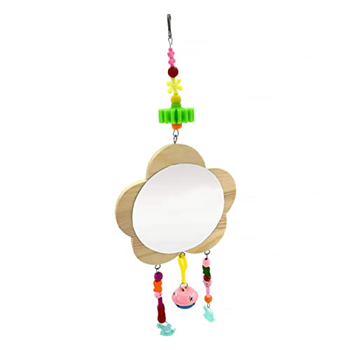 BESPORTBLE Creative Wooden Hen Mirror Toy for Chickens Pet Mirror Toy Bell Easy to Promotes Curiosity and Playfulness Poultry Fun Enrichment for Backyard Hens
