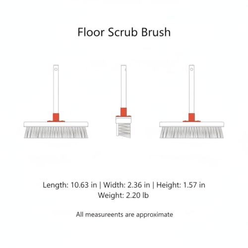 Floor Scrub Brush with Long Handle and Stiff Nylon Bristles for Tile Grout and Bathroom Cleaning (1 PC) - size: 10.63 x 2.36 x 1.57 in