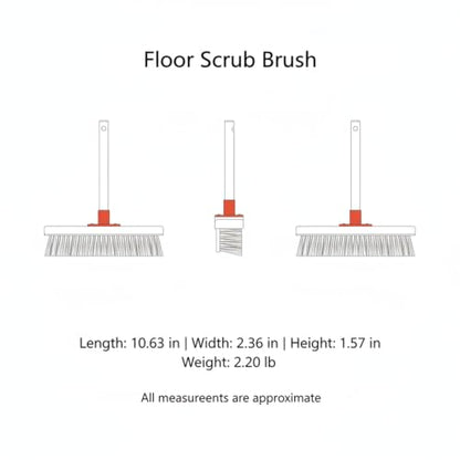 Floor Scrub Brush with Long Handle and Stiff Nylon Bristles for Tile Grout and Bathroom Cleaning (1 PC) - size: 10.63 x 2.36 x 1.57 in