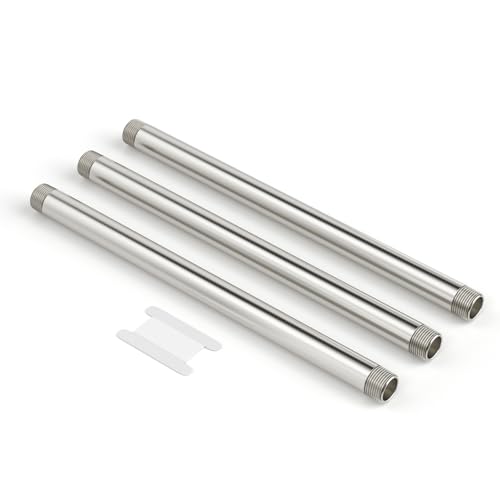 TAILONZ PNEUMATIC 1/4" BSP Male x 1/4" BSP Male 304 Stainless Steel Pipe Nipple, 8" Length Cast Pipe Fitting, Threaded Connector（Pack of 3） - color: 8"(200MM), size: 1/4"BSP