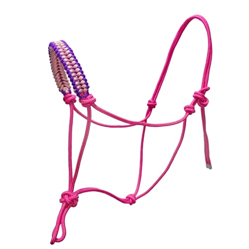 Rope Halters for Horses,Durable Design, Multiple, Beautiful Hand Braided,Horsehead Rope Halter - color: pink, size: Standard