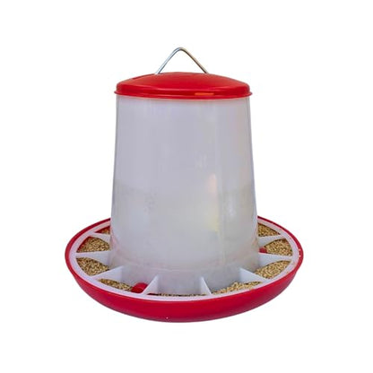 Large Chicken Feeder 5-Pound Capacity for All Poultry | Durable Feeding Container with Carrying Handle for Chickens, Ducks, Turkeys, Quail, Baby Chicks, Turkeys and More - size: 5 Pounds