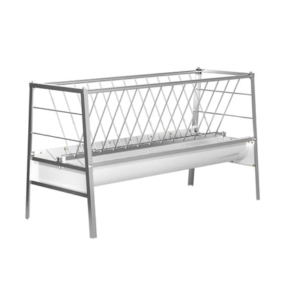 98 Gallon Large Capacity Pasture Goat Feeder, 2 in 1 Galvanized Steel Hay Feeder for Goats Sheep Horse, Easy Assembly Detachable Farm Outdoor Livestock Feeder (Galvanized Steel) - style: Galvanized Steel