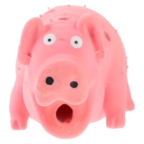 POPETPOP Squeaky Pig Dog Toy, Durable Dots Latex Chew Toy with Sound Squeaker for Small, Medium & Large Dogs Puppies Biting Chasing and Interactive Play (Pink)