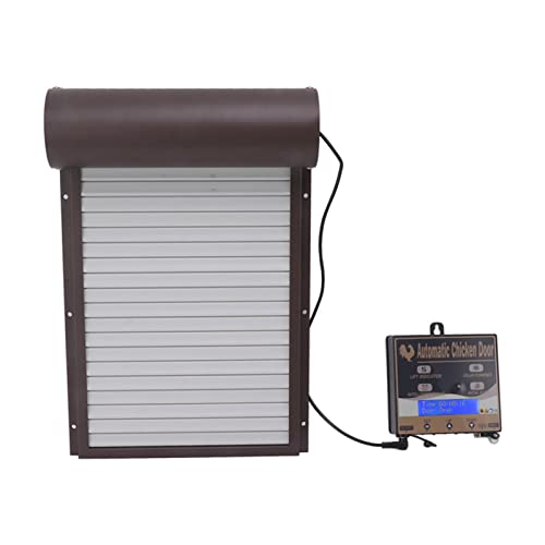 Automatic Solar Powered Chicken Coop Door Durable Light Sensor Remote Control for Poultry Farmers 14.7x9.7in (Brown) - color: Brown