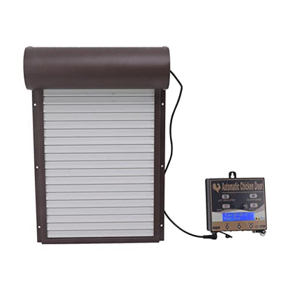 Automatic Chicken Coop Door, Solar Powered 3 in 1 with Timer HD LED Display for Chicken Duck Goose (Brown) - color: Brown
