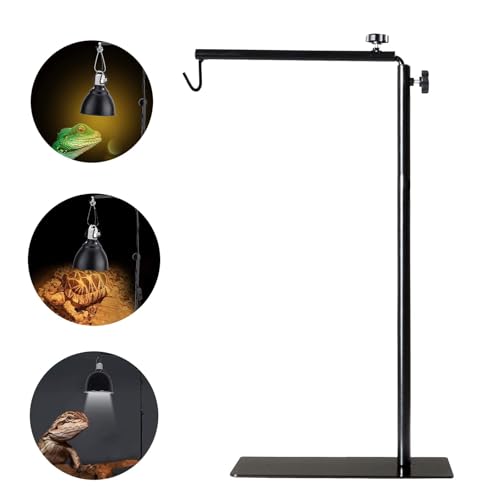 BETAZOOER Reptile Lamp Stand Adjustable 15-31 Inch Floor Light Holder Lamp Hanging Bracket Metal Support for Reptile Glass Terrarium Heating Light - size: Small (Pack of 1)