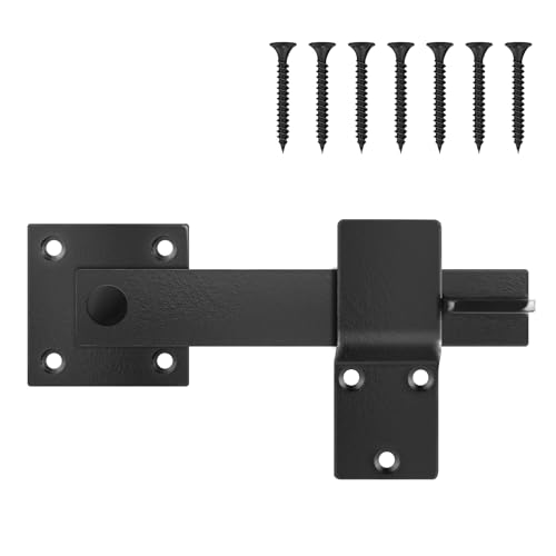 6" Barn Door Flip Latch, Sturdy Farm Flip Fence Gate Latch Iron Hardware, Gate Latch for Shed Door, Sliding Doors, Double Doors, Matte Black