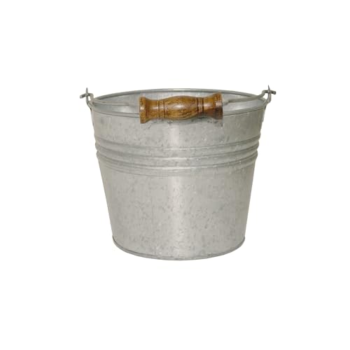 Headwind Vintage Collection - 6 Inch Galvanized Banded Planter with Handles – Galvanized Bucket Planter - Decorative Small Planters for Indoor Plants & Outdoor Use by Robert Allen - color: Galvanized, size: 6"