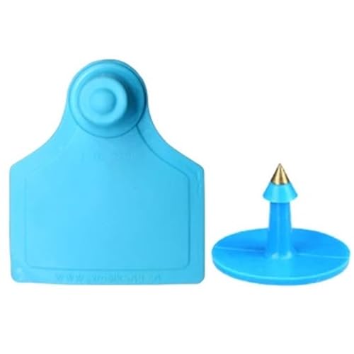 Cattle Ear Tags 100PCS 4x5CM Blank Ear Tags for Goats Sheep Cattle Cows Pigs Livestock Identification TPU Precision Eear Label Farm Animal Marker for Animals(Blue) - color: Blue