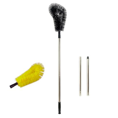 1 pcs 160 cm Huge Tank Brush (Yellow, with Extra Black Head), Big Brush Head Size (32 cm), Long Handle, with Extendable Stainless Steel Pole, PP Stiff-Bristled, for Large Water Bucket - color: 1 Pcs 160 Cm (Yellow)+extra Black Head