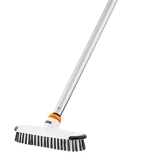 Superio Deck Scrub Brush with Long Handle, Heavy Duty Stiff Bristles Grout Scrubber with Scraper - Cleans Hot Tub, Swimming Pool, Granite Tiles, Bathroom, Patio, Kitchen, Wall and Deck (54 Inches) - size: 54 Inches