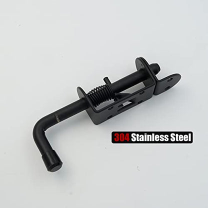 JQK Spring Loaded Latch Pin, 304 Stainless Steel Barrel Bolt Thickened 2mm Door Lock, 5 Inch Black (1 Pack), HSB300-BK - color: Black, size: 5Inch - 1Pack