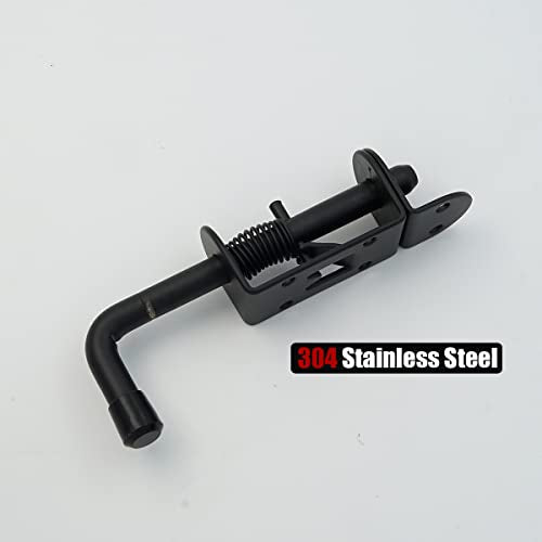 JQK Spring Loaded Latch Pin, 304 Stainless Steel Barrel Bolt Thickened 2mm Door Lock, 5 Inch Black (4 Pack), HSB300-BK-P4 - color: Black, size: 5Inch - 4Pack