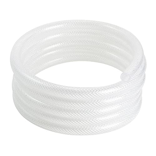 3/8’’ ID × 19/32’’ OD - 25 ft Clear Braided Hose Plastic Vinyl Tubing, High Pressure Flexible Reinforced PVC Tube for Transfer Water Air Oil, BPA Free & Non-Toxic - size: 3/8'' I.D., style: 25 FT