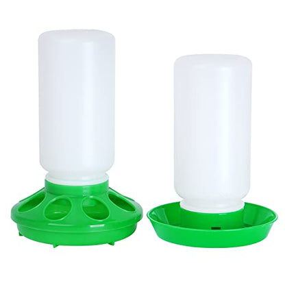 Chicken Feeder and Waterer Set no Waste Chick Feeder and Waterer Kit 1L Chicken Water Feeder Poultry Waterer Baby Chick Starter Kit (Green) - color: Green
