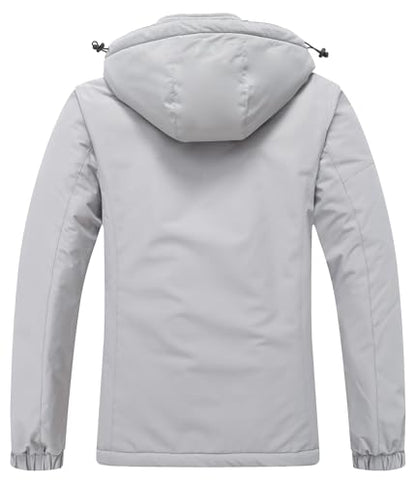 MOERDENG Women's Waterproof Ski Jacket Warm Winter Coat Hooded Snowboarding Jacket Snow Coat - color: Light Gray, size: Small