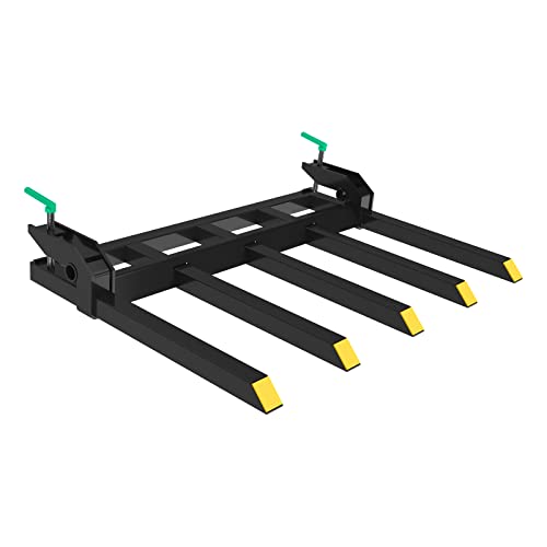 Clamp On Debris Forks 48" Bucket, 2500 lbs Capacity Heavy Duty Clamp On Pallet Forks Bucket Attachments, Fit for Loader Bucket Skidsteer Tractor - size: 48 inch Debris Forks2