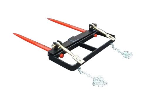 Front Loader Bucket Hay Bale Spear Attachment w/ 2 x 43" Hay Bale Spear, Rated 3000 LB - size: 2 x 43"