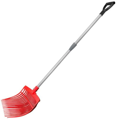 Country Pride Original Farm Fork, Durable Polycarbonate 16-Tine Barn Fork, Telescopic Aluminum Handle 2.5-3.7 ft, Lightweight UV-Stabilized, Heavy-Duty Stall and Hay Tool (Red)