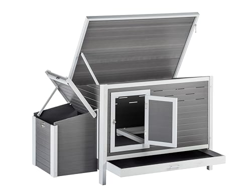 New Age Pet ECOFLEX Fontana Premier Chicken Barn, Weather Resistant Gray Coop with Easy Clean Pull Out Tray, Nesting Box, Hinged Roof, Easy No Tool Assembly for 2 to 4 Chickens