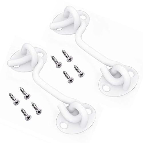 Privacy Hook and Eye Latch Easy Lock for Barn Door, Black (3 INCH-White-2PCS) - size: 3 INCH-White-2PCS