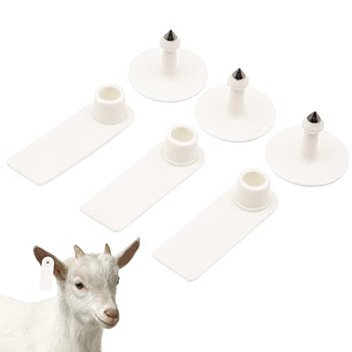 MINYULUA Blank Ear Tags 100 Pieces Blank Livestock Ear Tags for Sheep | Livestock Identification Animal Ear Tag for Goat Cattle Cows Pigs Cattle Hog (White) - color: White