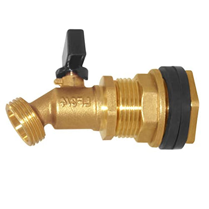 Joywayus Brass Water Container/Rain Barrel Spigot 3/4" Threaded Quarter Turn Ball Valve & 3/4" Female to 1" Male Threaded Bulkhead Fitting Water Tank Connector Fit for Garden Hose - style: Style 2