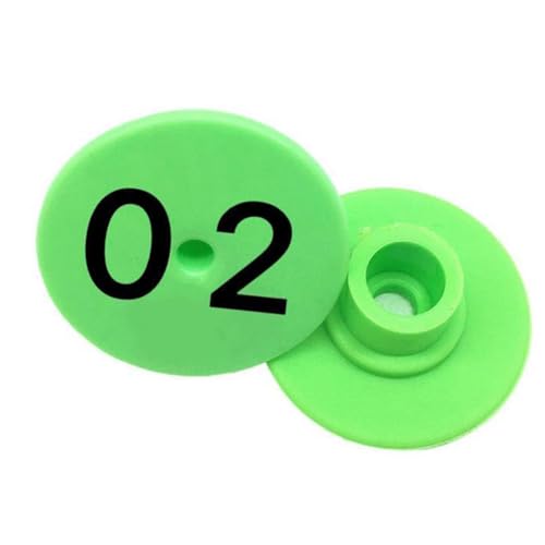 KaDdu Livestock Ear Tags, 100 Pieces Orange Thickened Sheep Ear tag Number Mark Identification Card Information Management Livestock Goat Sheep Pig Cattle 0-100 Green - color: Green